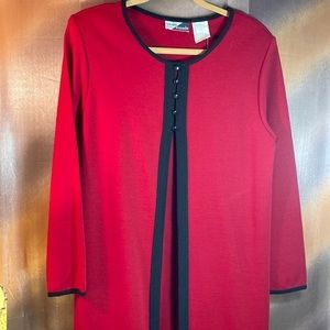 Vintage 90’S red knot with black‎ detail dress size S 42” chest. 410